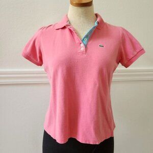 Lacoste Pink collared Neck tshort Sleeve Top